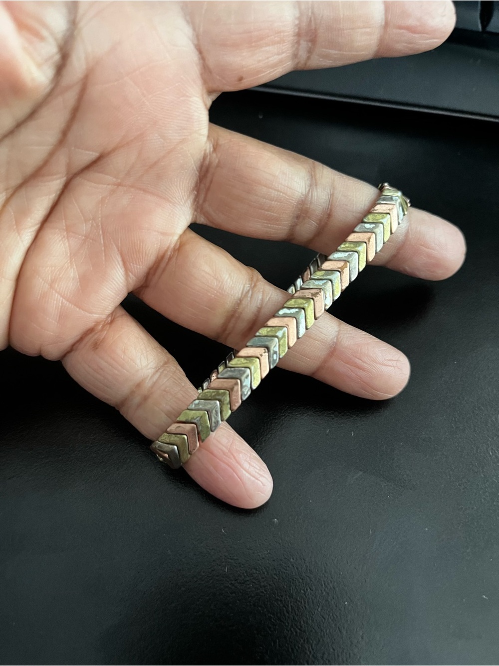 Tricolor Chevron Link Bracelet - Women's Fashion Jewelry